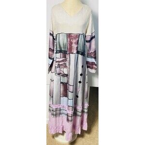 Maroths Women Beautiful Colors Boho Maxi Dress  V-neck Size M. NWT
